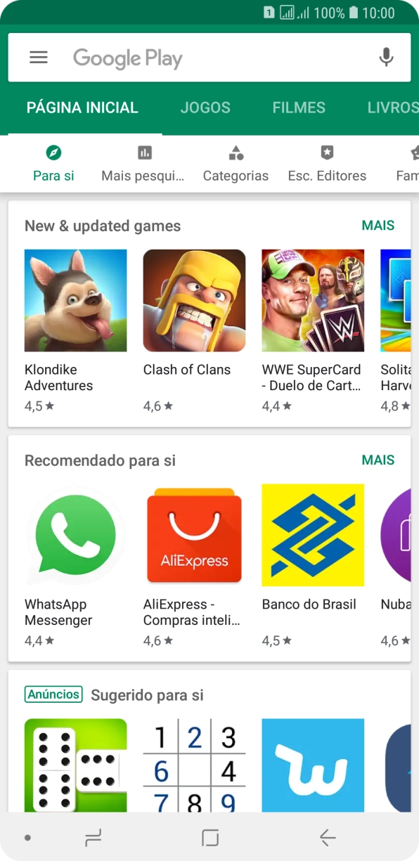 Deslize o dedo sobre o ecrã da esquerda para a direita.