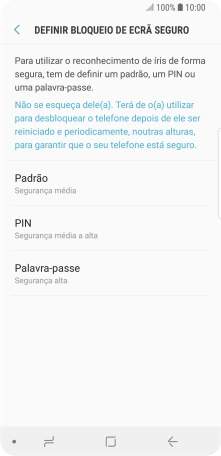 Prima o código de bloqueio do telefone pretendido e siga as indicações no ecrã para estabelecer um código de bloqueio adicional.