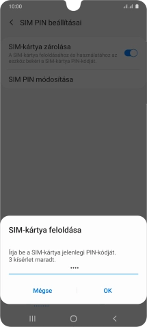 Írd be a PIN-kódot, és válaszd az OK lehetőséget.