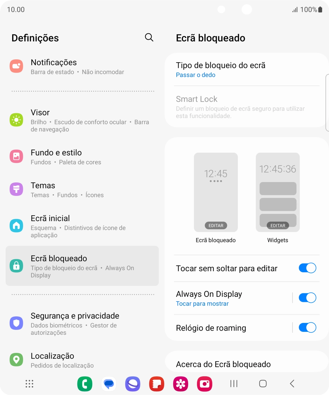 Prima Tipo de bloqueio do ecrã.