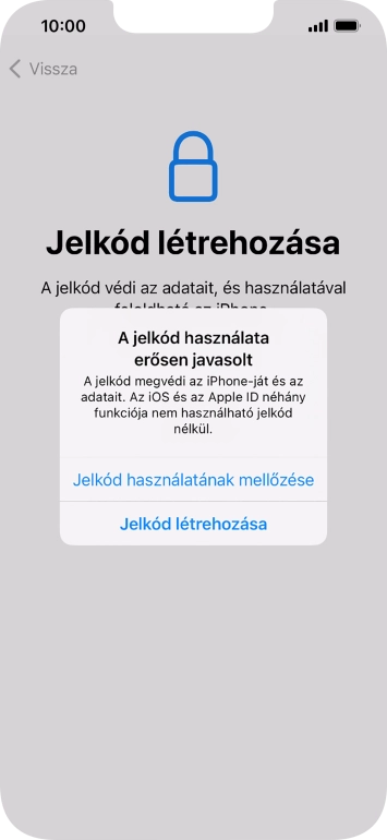 Ha kikapcsolod a funkciót, válaszd a Jelkód használatának mellőzése lehetőséget.