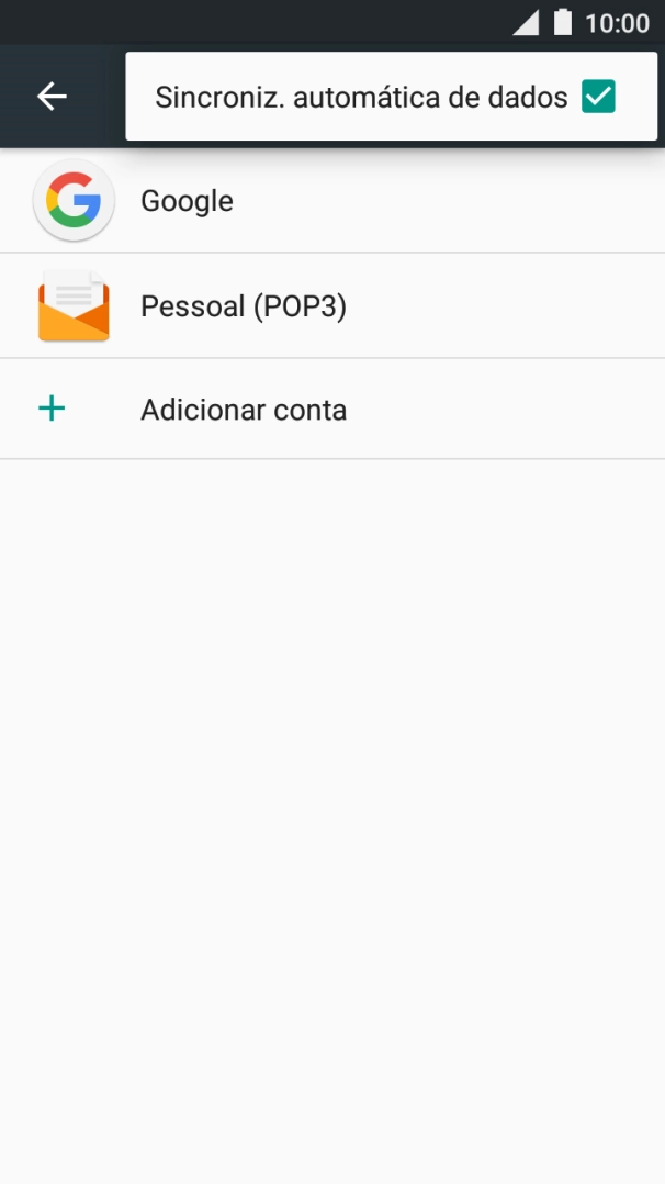 Prima Sincroniz. automática de dados para ativar ou desativar a função.