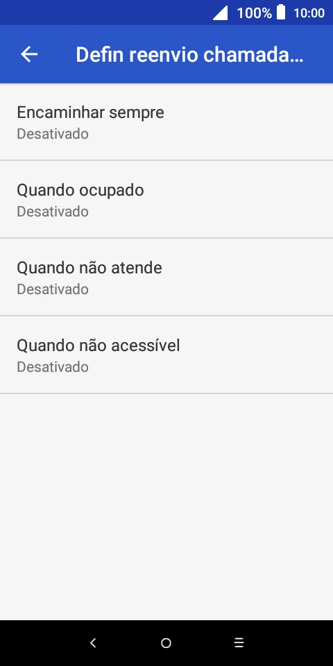 Prima o tipo de desvio pretendido.