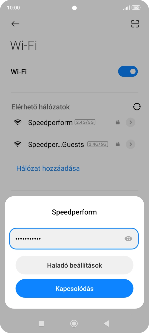 Írd be a Wi-Fi hálózatodhoz tartózó jelszót, és válaszd a Kapcsolódás lehetőséget.