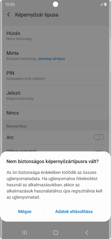 Válaszd az Adatok eltávolítása lehetőséget.