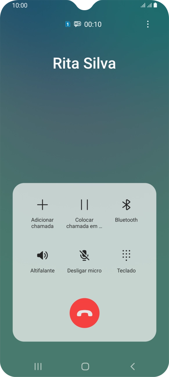 Prima o ícone para terminar a chamada.