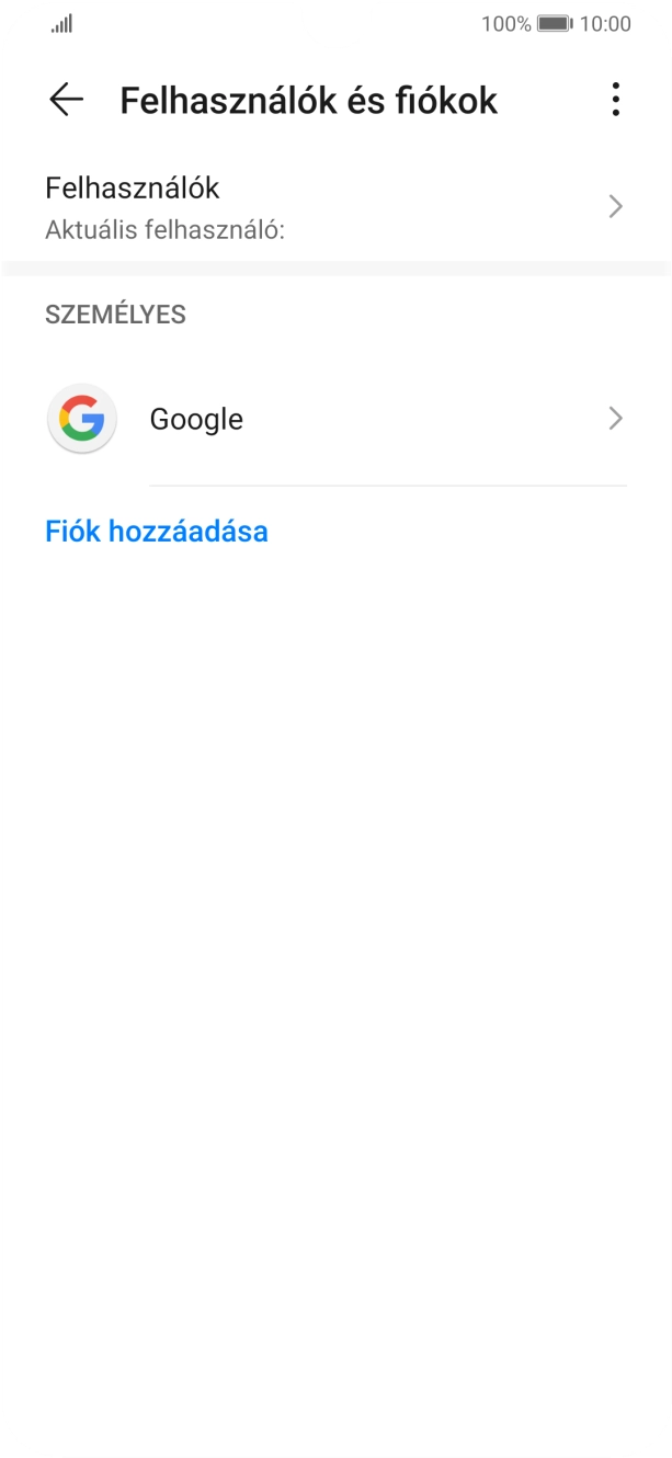 Válaszd a Fiók hozzáadása lehetőséget.