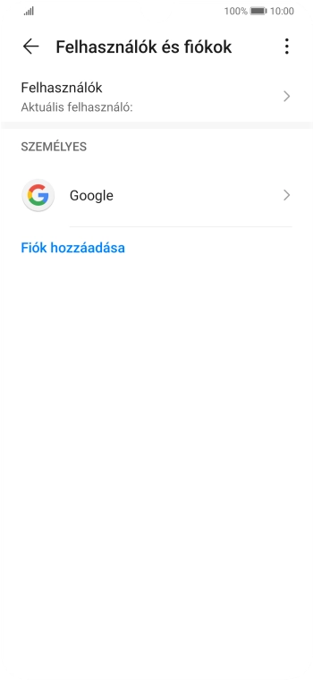 Válaszd a Fiók hozzáadása lehetőséget.
