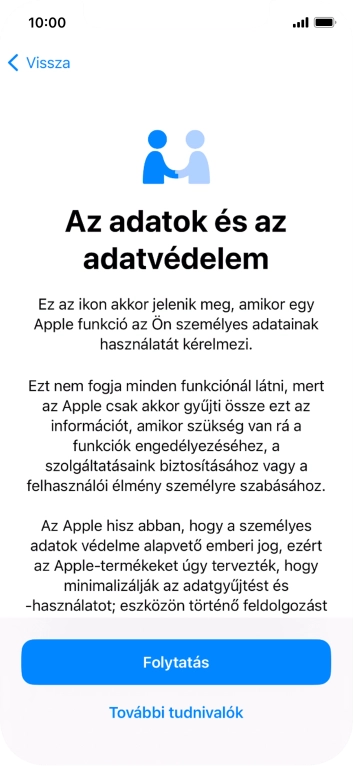 Válaszd a Folytatás lehetőséget.
