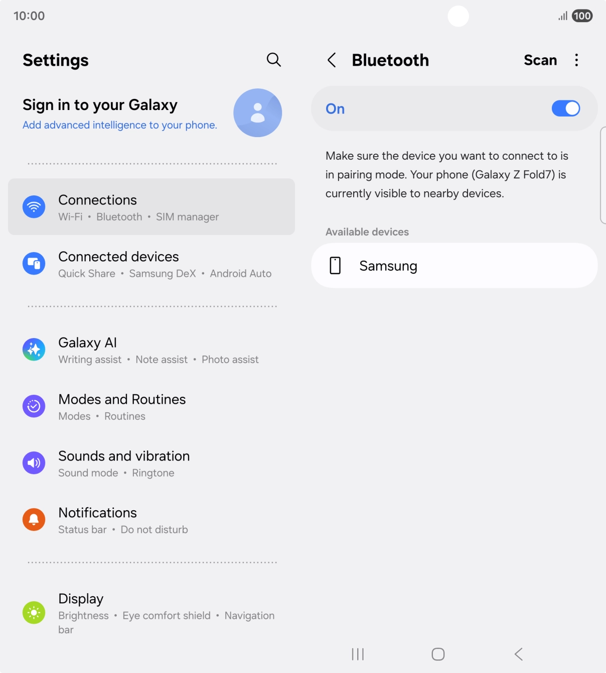 Press the required Bluetooth device and follow the instructions on the screen to pair the device with your phone.