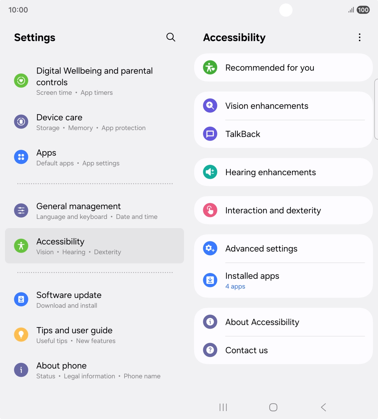 Press Vision enhancements and follow the instructions on the screen to select the required settings.