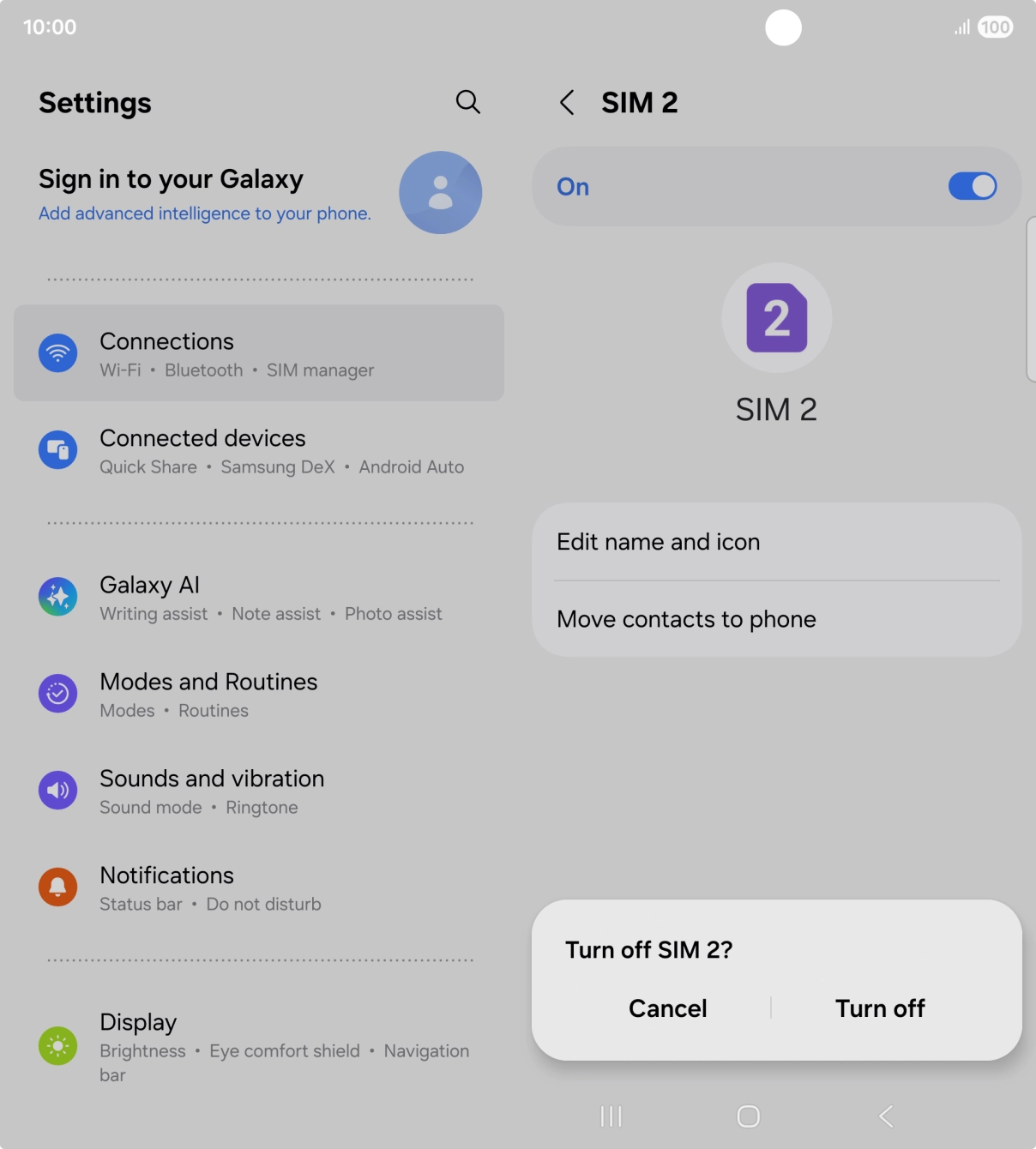 If you turn off use of the service, press Turn off.