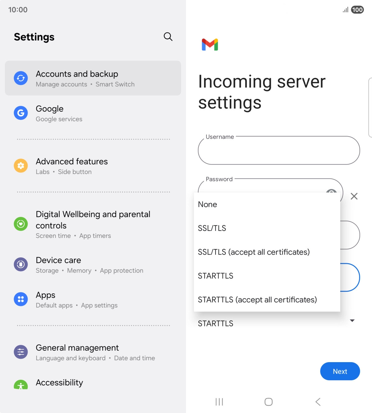 Press SSL/TLS. Press SSL/TLS.