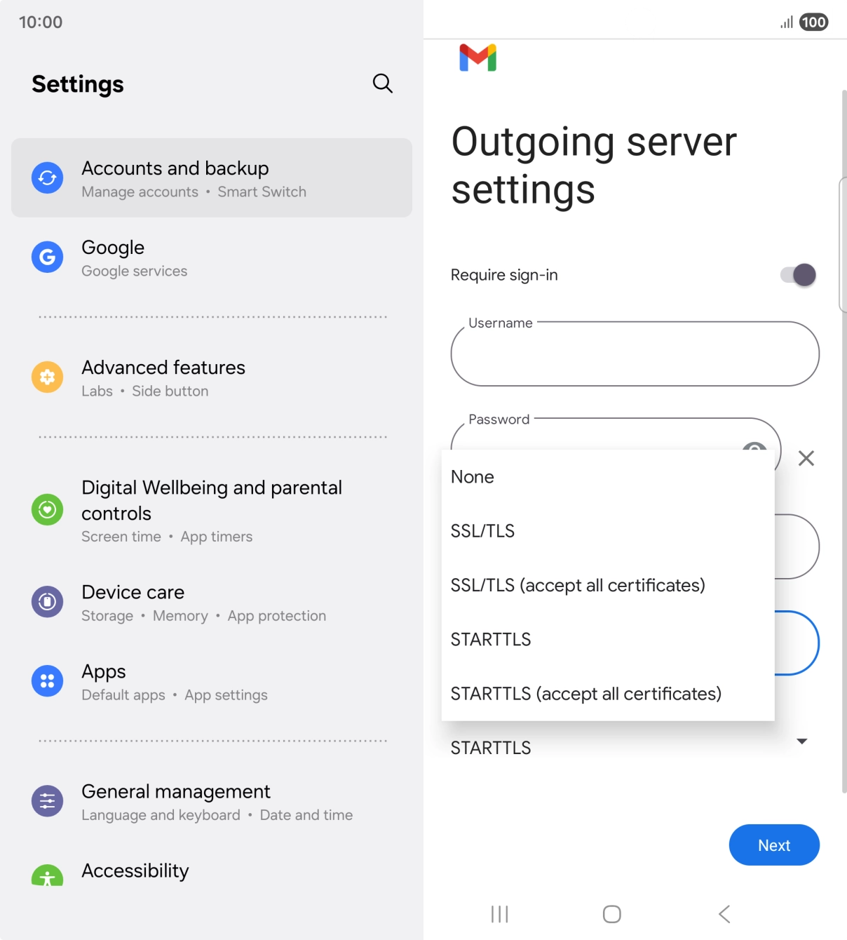 Press SSL/TLS. Press SSL/TLS.