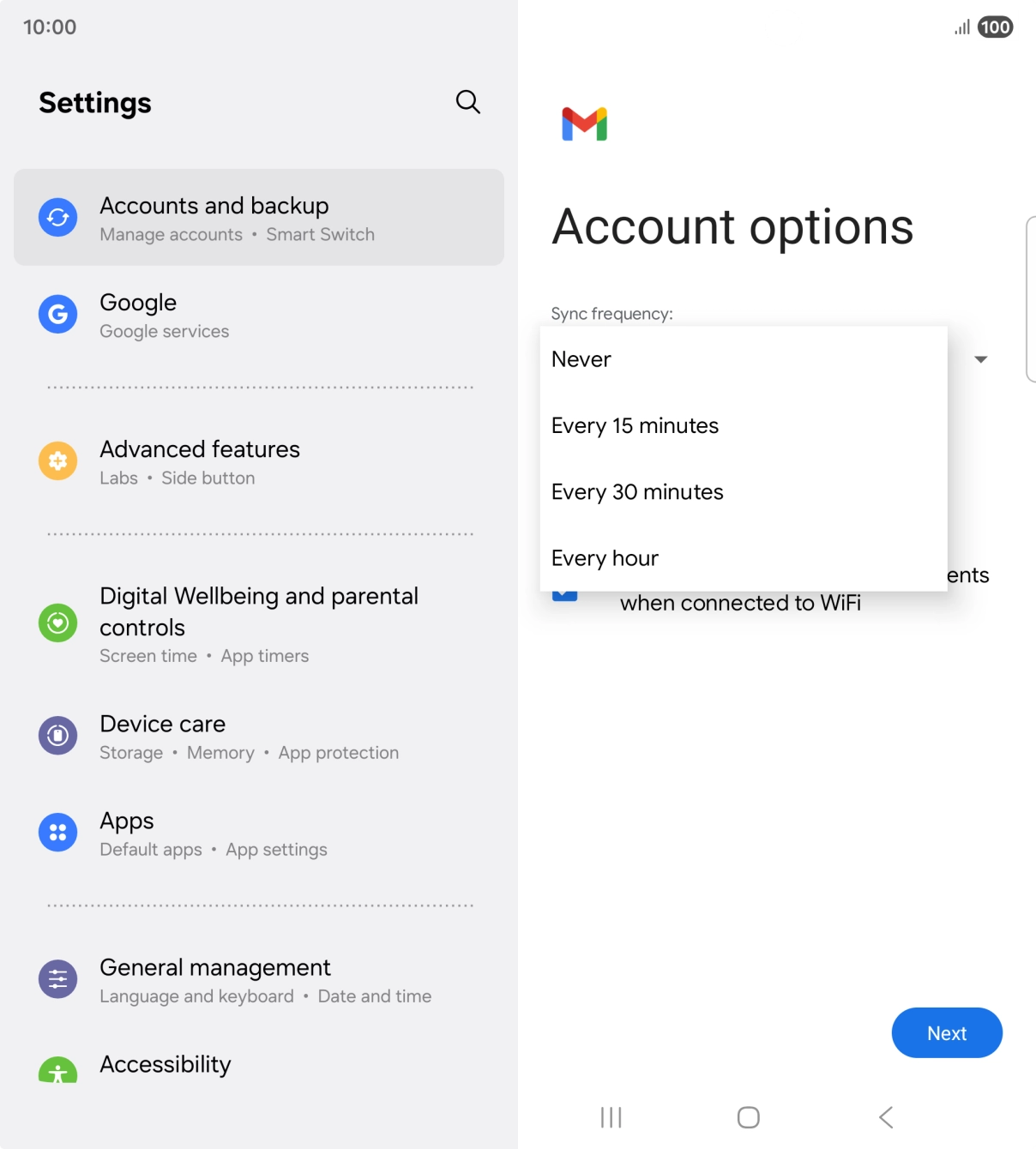 Press the required setting. Press the required setting.
