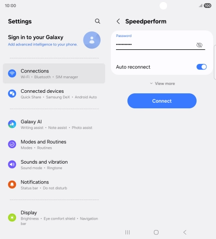 Key in the password for the Wi-Fi network and press Connect. Key in the password for the Wi-Fi network and press Connect.