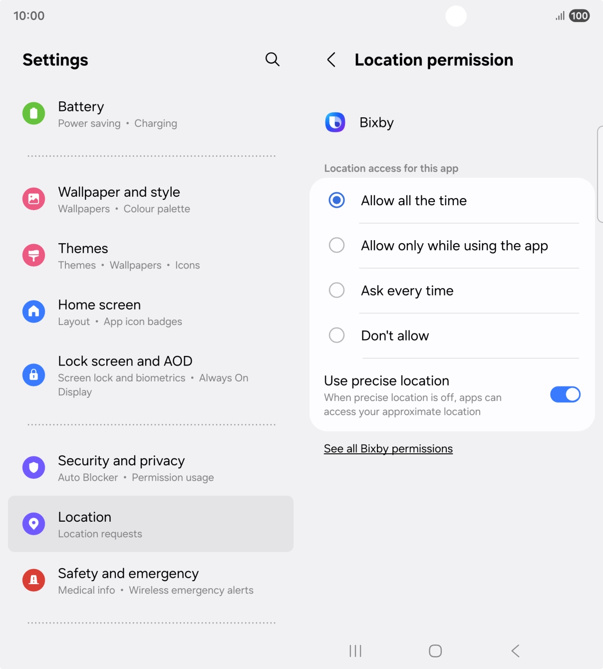 Press the required setting. Press the required setting.