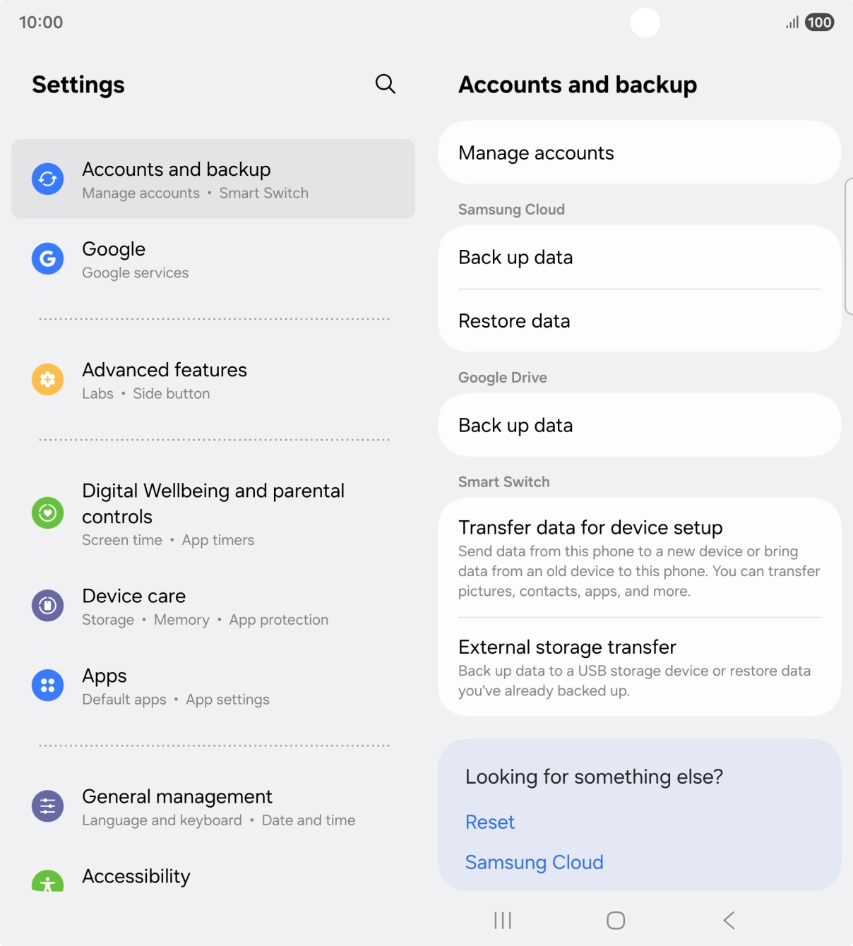Press Manage accounts.