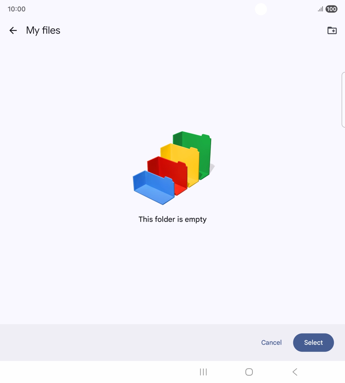 To create a new folder, press the new folder icon and follow the instructions on the screen to create a new folder.