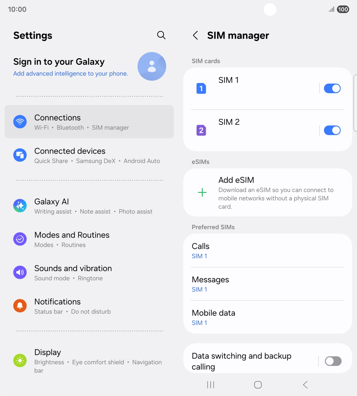 Press the required service.