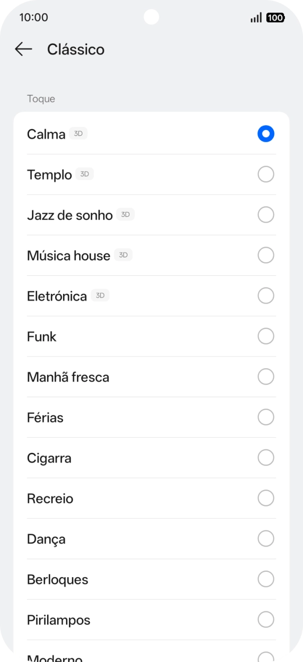 Prima os tons de toque pretendidos para os ouvir.