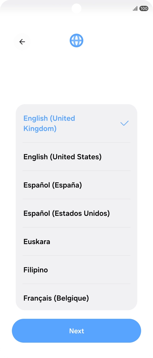 Press the required language. Press the required language.