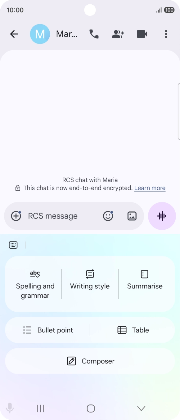 To generate a text, press Composer and follow the instructions on the screen to use the function.