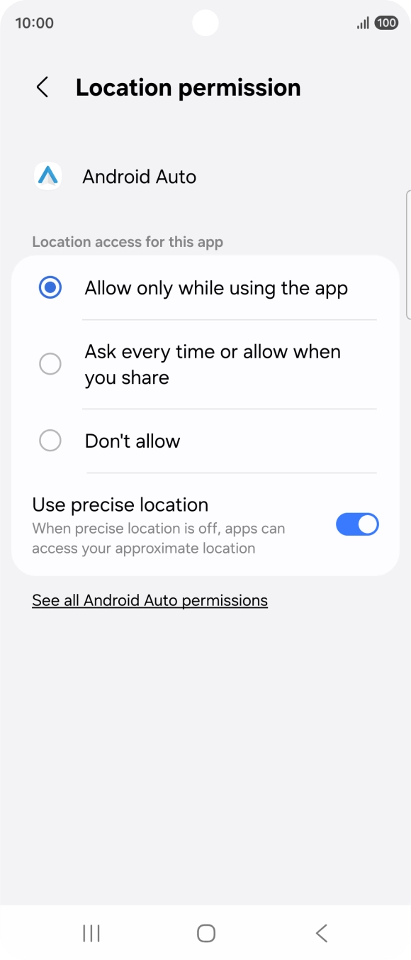 Press the required setting. Press the required setting.