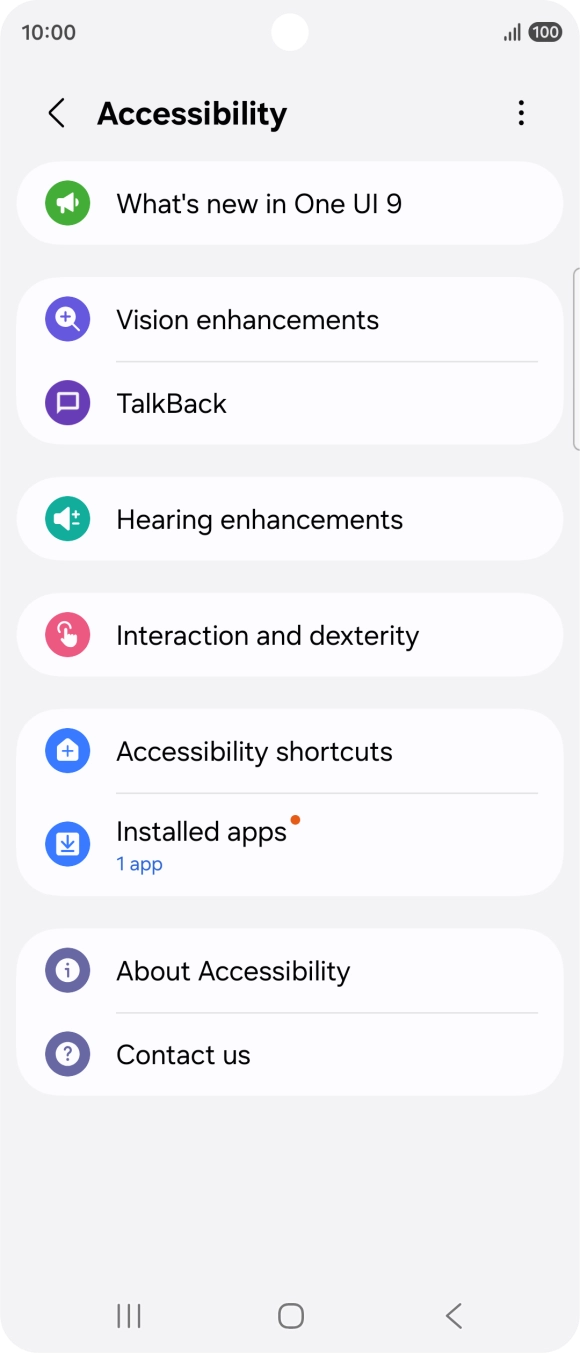 Press Vision enhancements and follow the instructions on the screen to select the required settings.