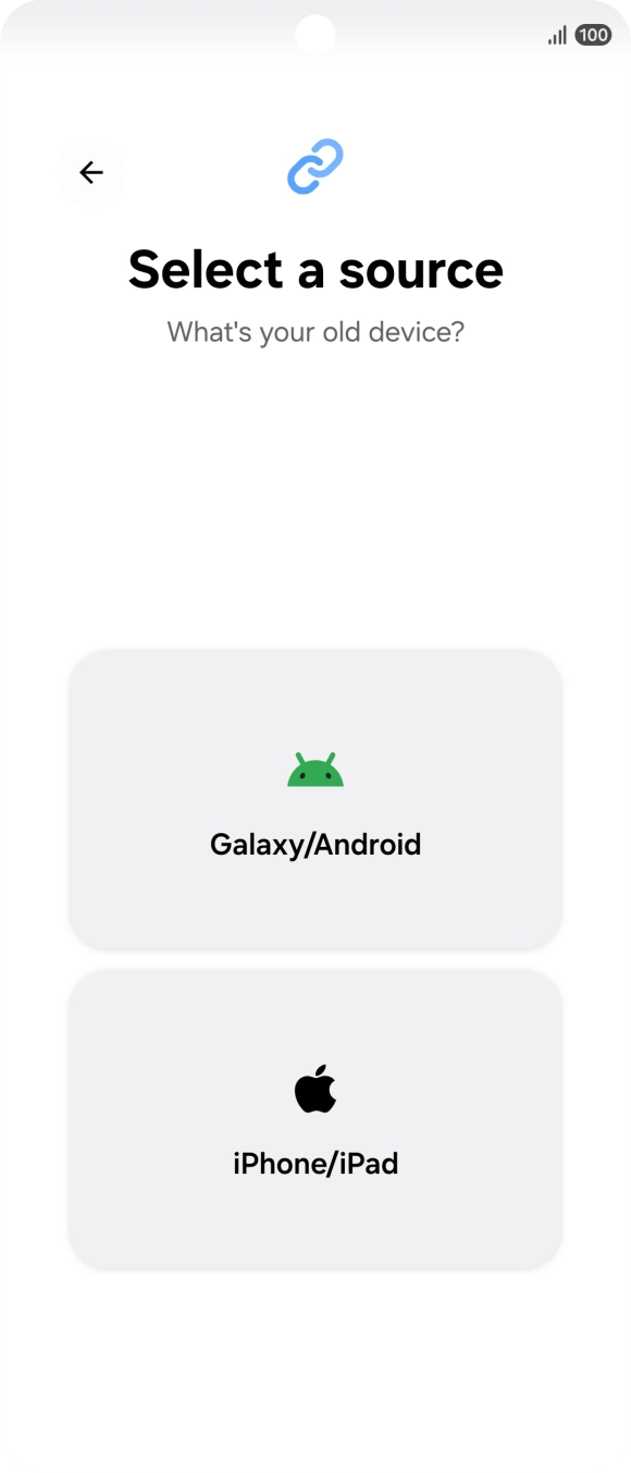 Press the required setting and follow the instructions on the screen to transfer the content from another phone.