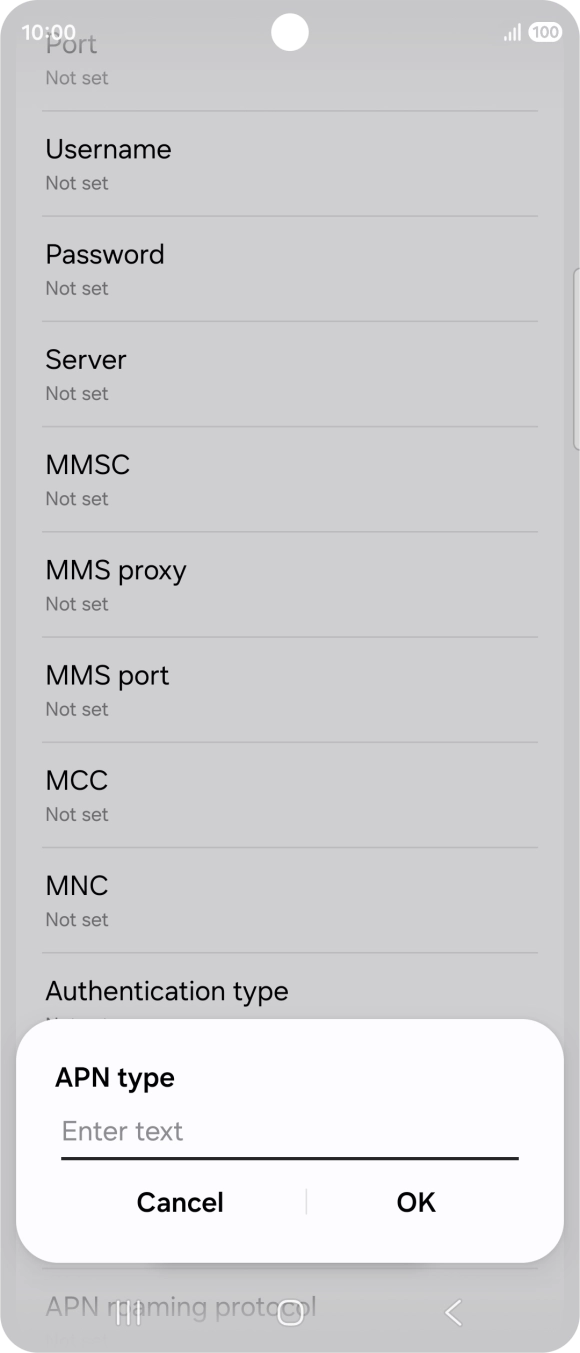 Key in default and press OK. Key in default and press OK.