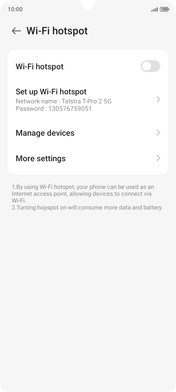 Press Set up Wi-Fi hotspot.