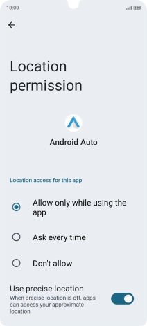 Press the required setting.