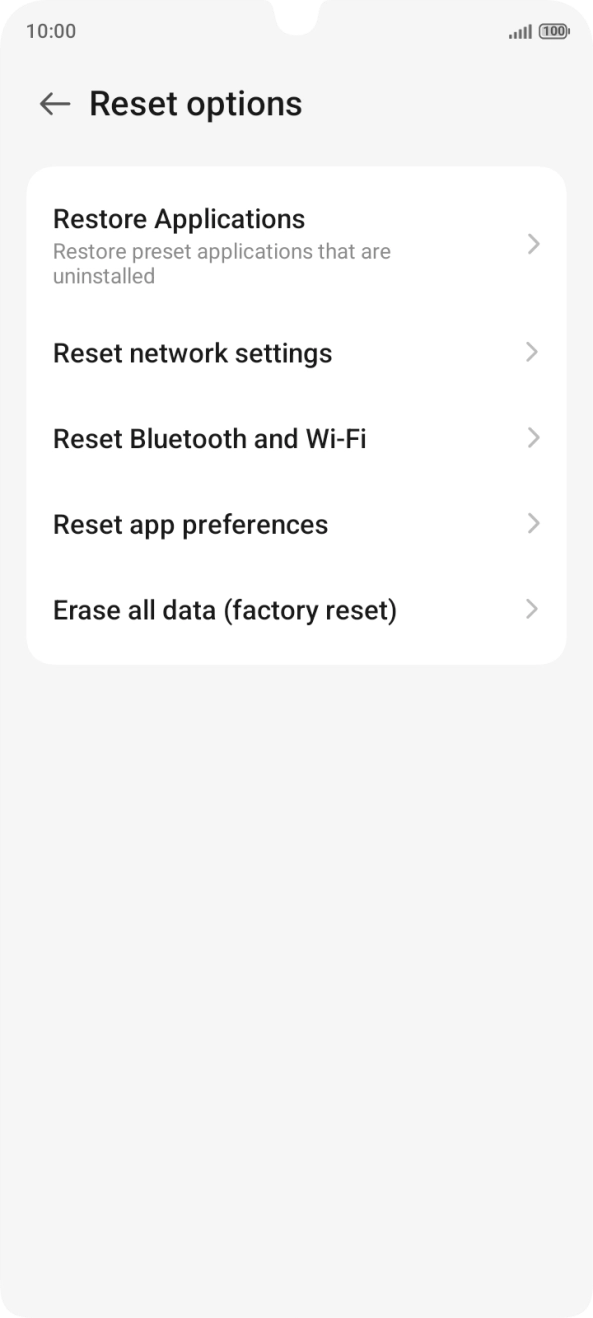Press Erase all data (factory reset). Press Erase all data (factory reset).