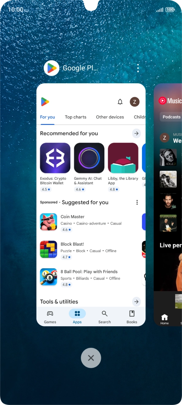 To end one running application, slide your finger upwards on the required application. To end one running application, slide your finger upwards on the required application.