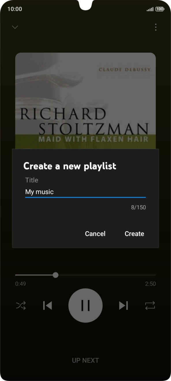 Key in a name for the playlist and press Create.