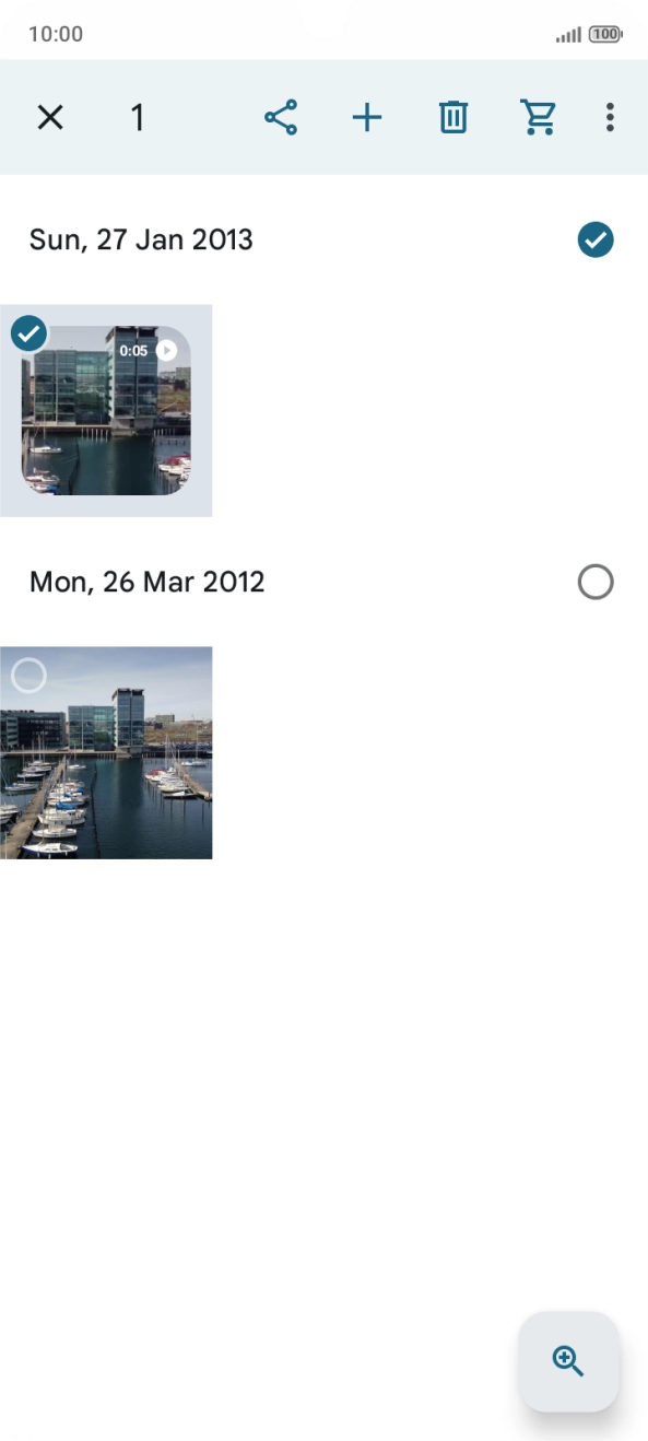 Press the required pictures or videos to add them.