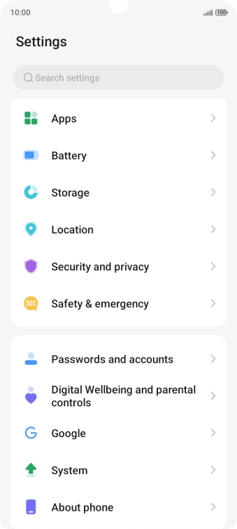 Press Security and privacy.
