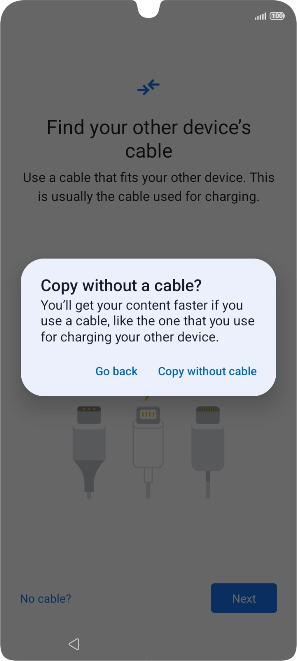 Press Copy without cable.