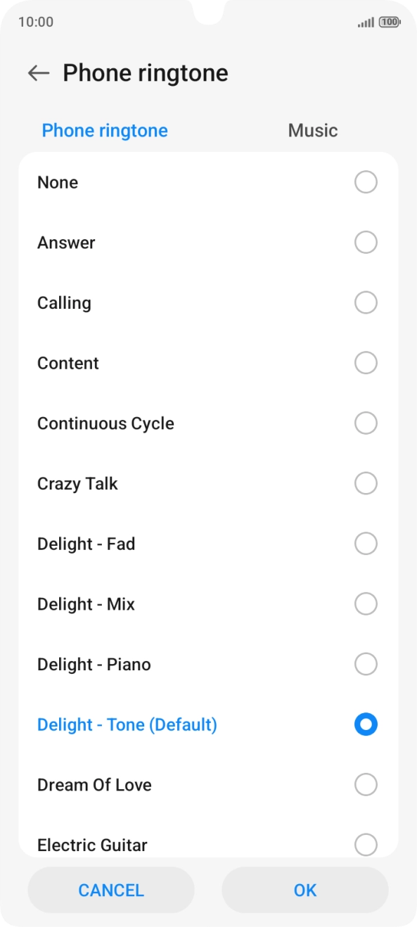 Press the different ring tones to hear them.