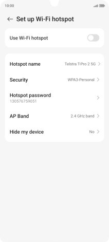 Press Hotspot password and key in the required password.