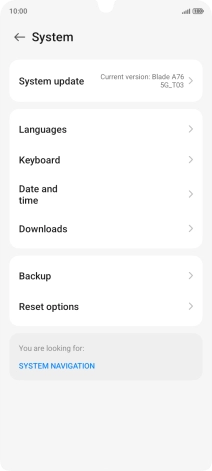 Press System update. If a new software version is available, it's displayed. Follow the instructions on the screen to update the phone software.