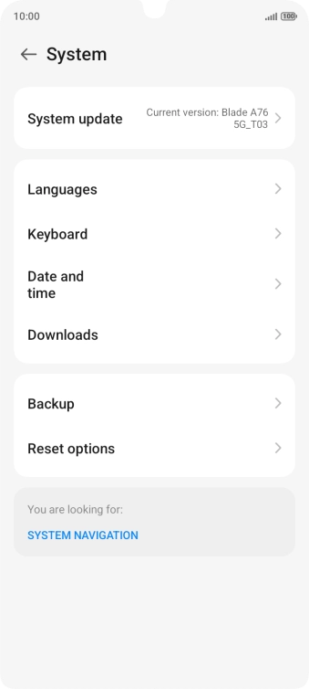 Press System update. If a new software version is available, it's displayed. Follow the instructions on the screen to update the phone software.