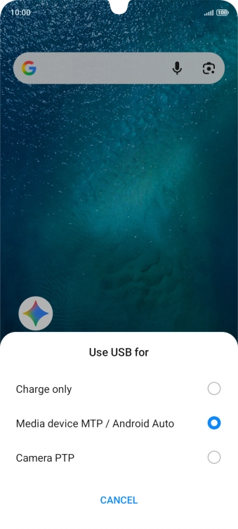Press Media device MTP / Android Auto.