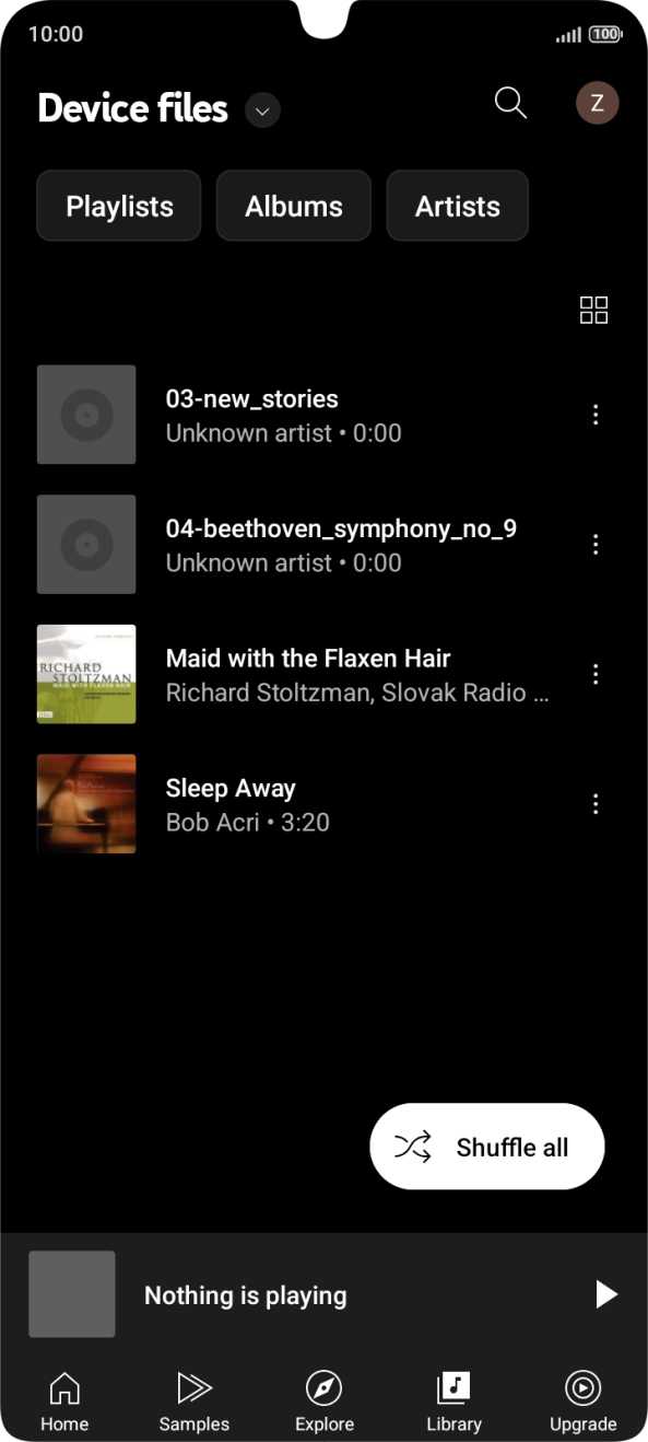 Press the required audio file.