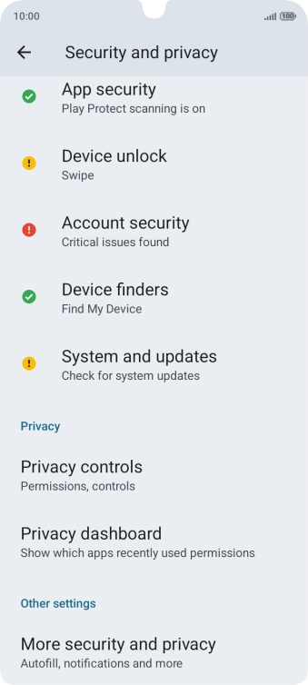 Press Device unlock.