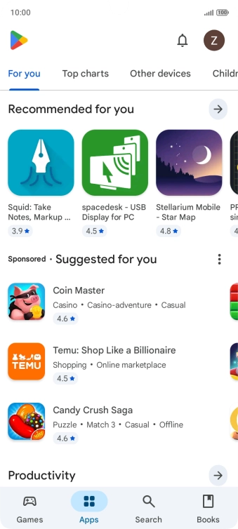 Press the profile icon.