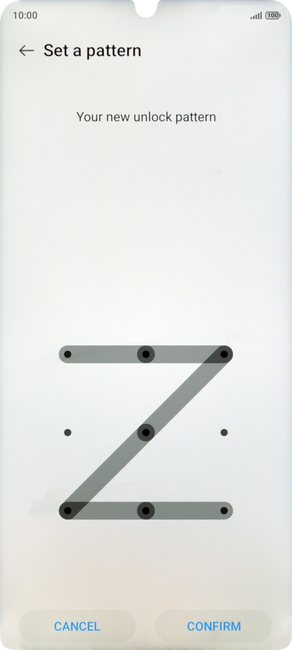 Repeat the selected phone lock code and press CONFIRM.