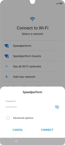 Key in the password for the Wi-Fi network and press CONNECT.