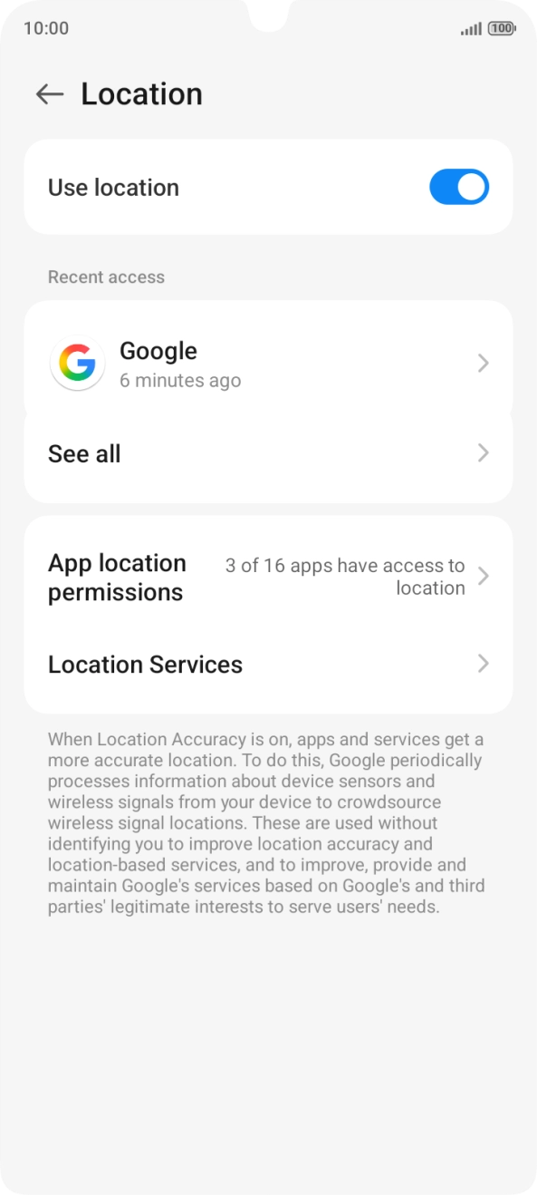 Press App location permissions.